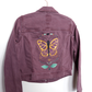 Purple Butterfly Denim Jacket - Hand Painted - UK Size 8