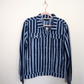 Navy Skull Striped Denim Jacket - Hand Painted - UK Mens Large