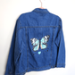 Blue Butterfly Denim Jacket - Hand painted - UK Size Large Petite Women's