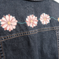 Stylish Flower Zip Denim Jacket - Hand Painted - UK Size M