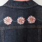 Stylish Flower Zip Denim Jacket - Hand Painted - UK Size M