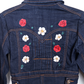 Cropped Daisies & Roses Denim Jacket - Hand Painted - UK Size 10