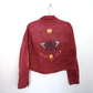 Butterfly Rusty-Red Cropped Denim Jacket - Hand Painted - UK Size 18