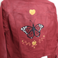 Butterfly Rusty-Red Cropped Denim Jacket - Hand Painted - UK Size 18