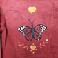 Butterfly Rusty-Red Cropped Denim Jacket - Hand Painted - UK Size 18