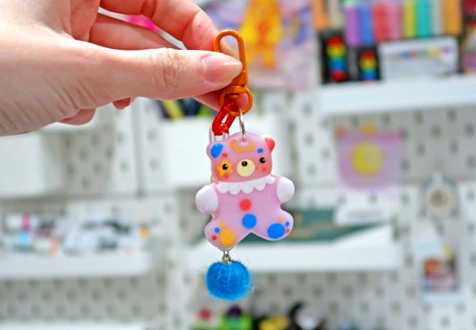 Clown Pink Shimmer Bear Keyring