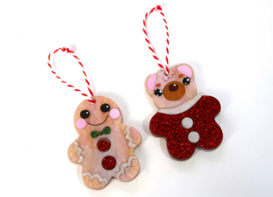 Bear and Gingerbread Man Christmas Decorations