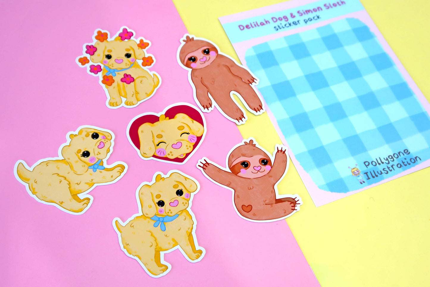 Delilah Dog and Simon Sloth Sticker Set (Pack of 6)