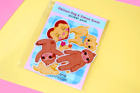 Delilah Dog and Simon Sloth Sticker Set (Pack of 6)