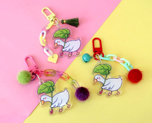 Duck acrylic keyring w/ charms