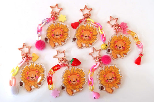 Dande-lion glitter acrylic keyring w/ charms