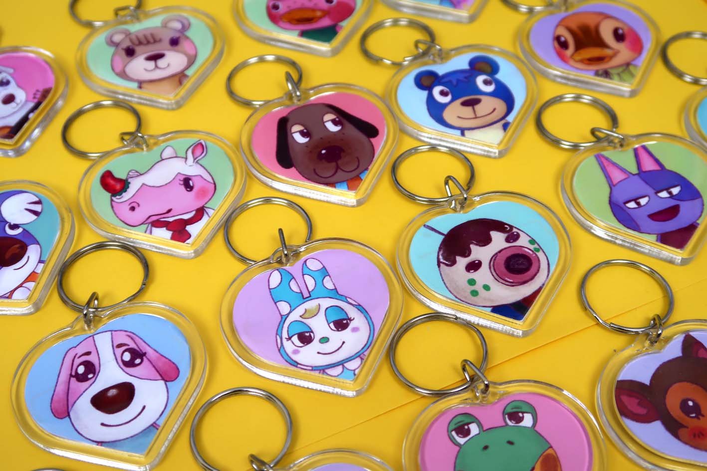 Animal Crossing New Horizons Amiibo Heart Keyrings