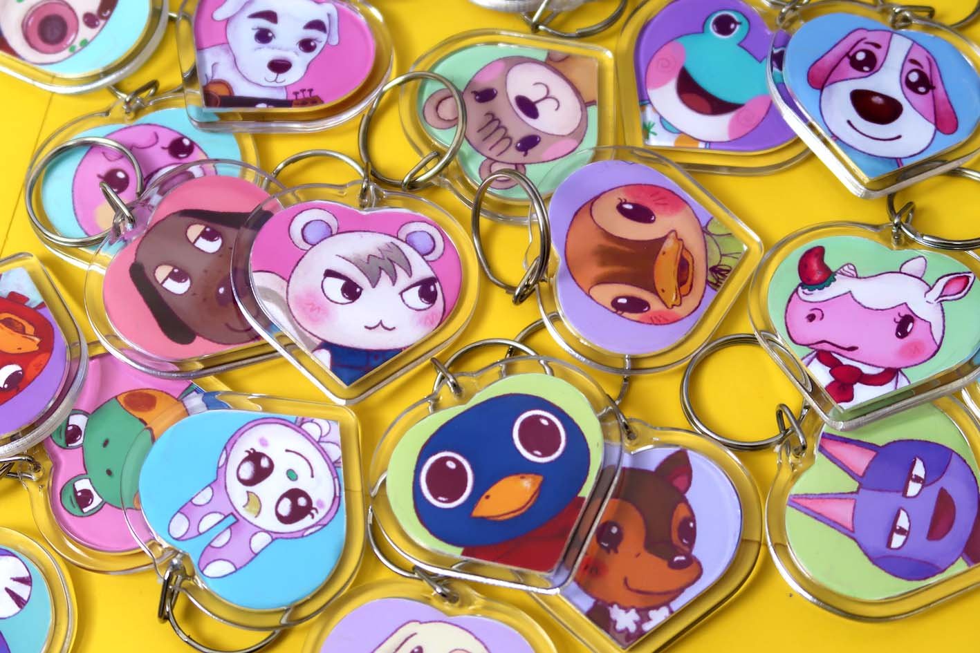 Animal Crossing New Horizons Amiibo Heart Keyrings