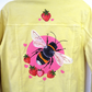 Strawberry Bee Denim Jacket - Custom Painted - UK Size Men's Small