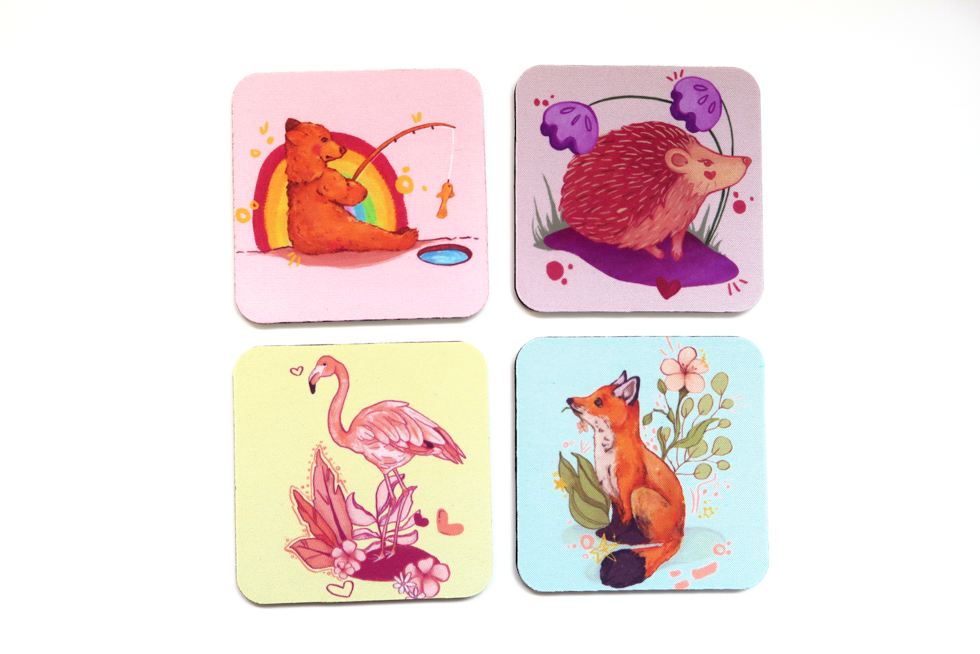 4 Pack of Animal Fabric Coasters