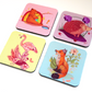 4 Pack of Animal Fabric Coasters