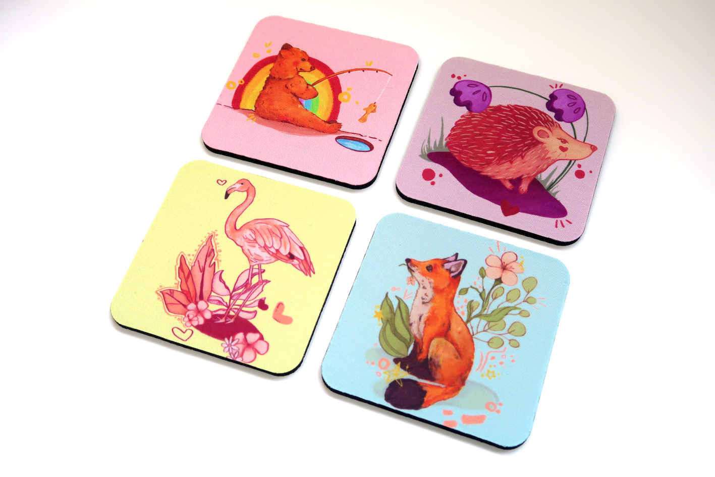 4 Pack of Animal Fabric Coasters