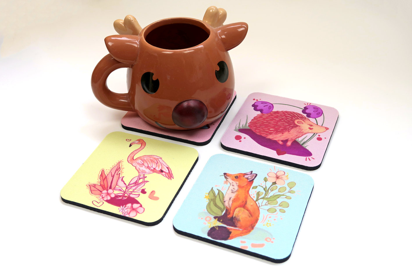 4 Pack of Animal Fabric Coasters