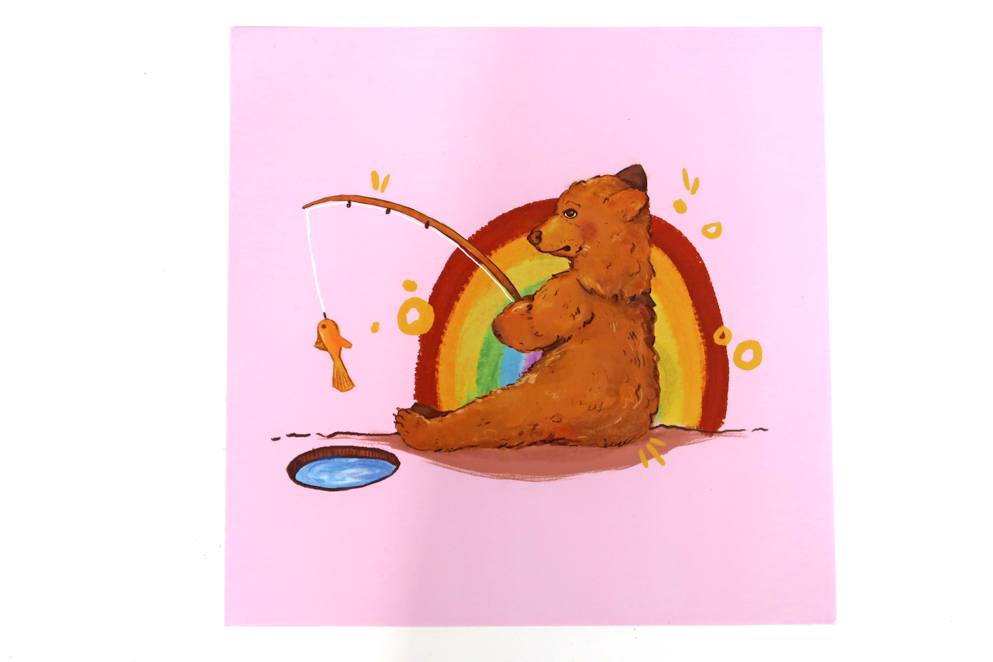 Rainbow Bear Square 210mm Print