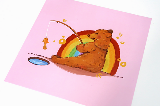 Rainbow Bear Square 210mm Print