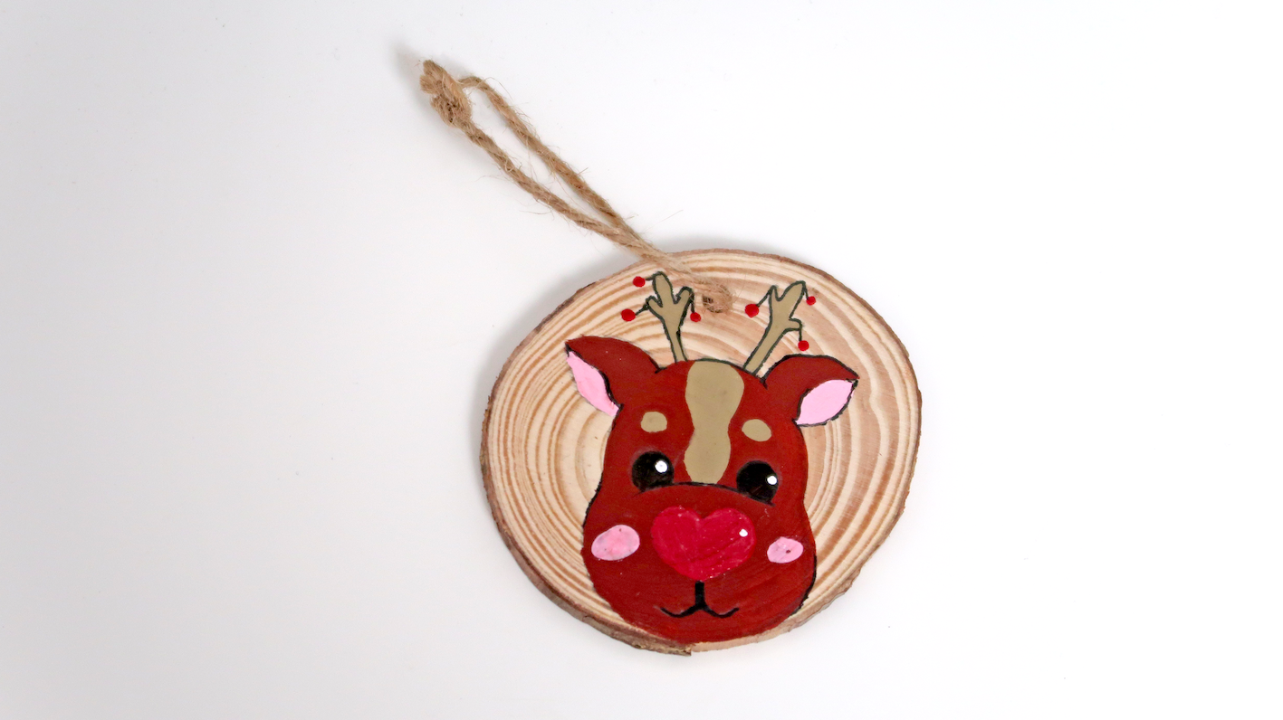 Reindeer or Snowman Wooden Slice Bauble