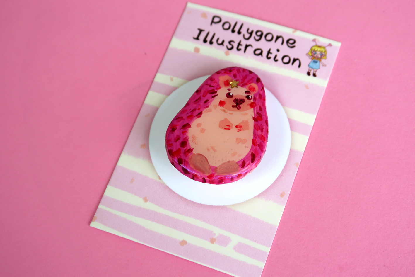 Pink Hedgehog Badge