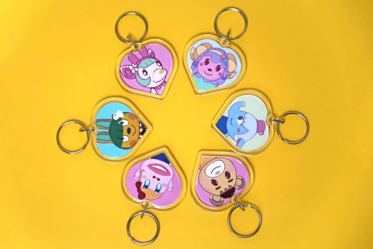 Animal Crossing New Horizons Amiibo Heart Keyrings