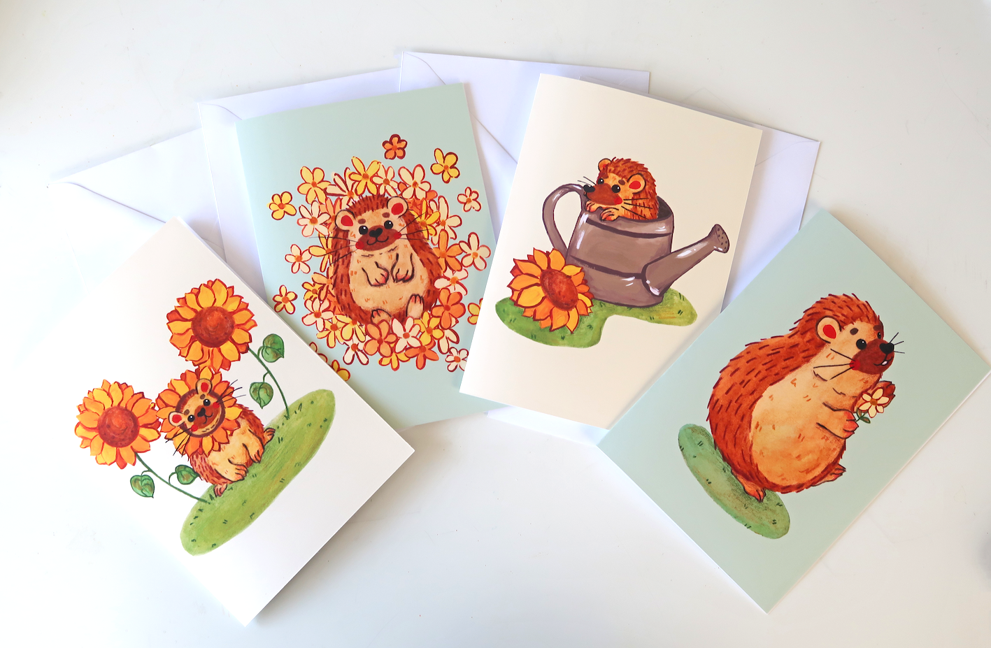 Pack of 4 Hedgehog Cards