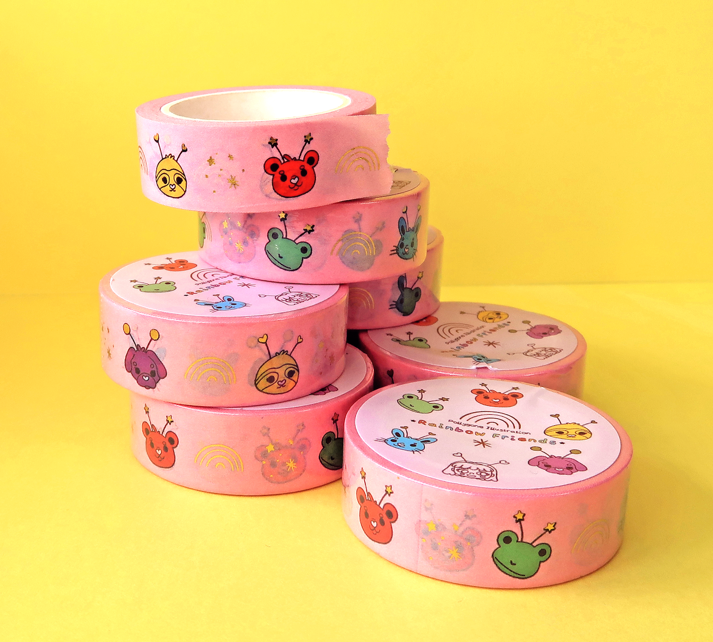 Rainbow Friends Gold Foiled Washi Tape