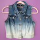 Marshal Denim Cropped Waistcoat Jacket (Hand painted) - UK Women's Size 8