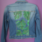 Leafy Cheese Plant Denim Jacket - Hand-painted- UK Size 8