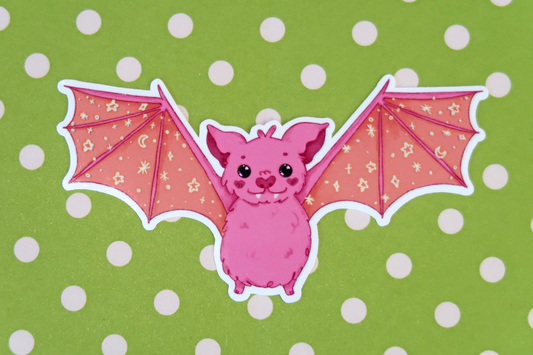 Pink Starry Bat Vinyl Sticker