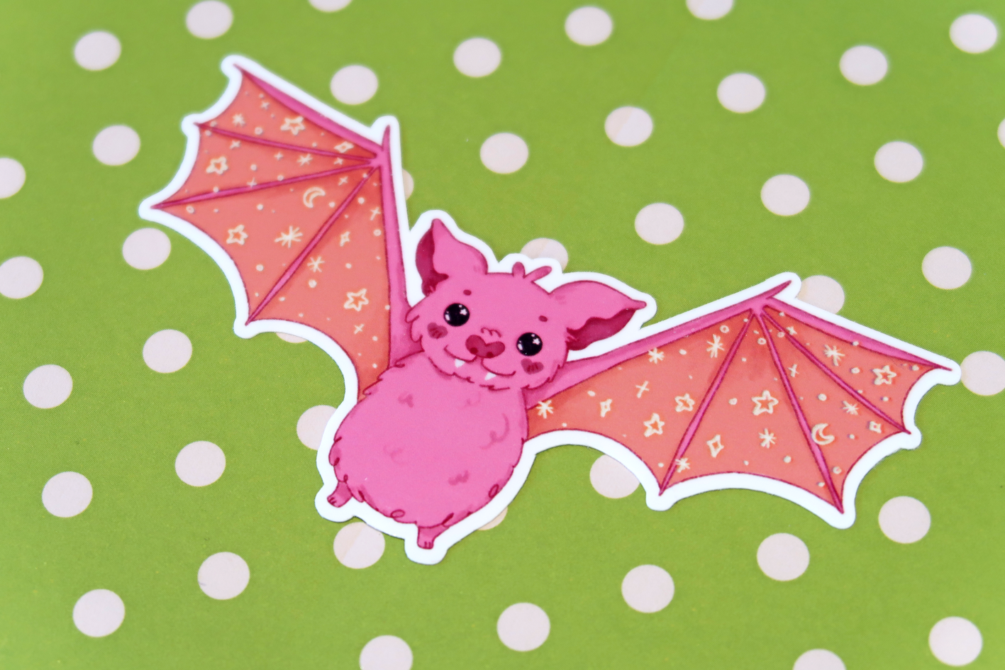 Pink Starry Bat Vinyl Sticker