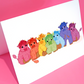 Rainbow Highland Cows Greeting Card