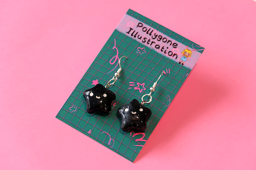 Black Sparkle Star Earrings (sterling silver plated, hypoallergenic)