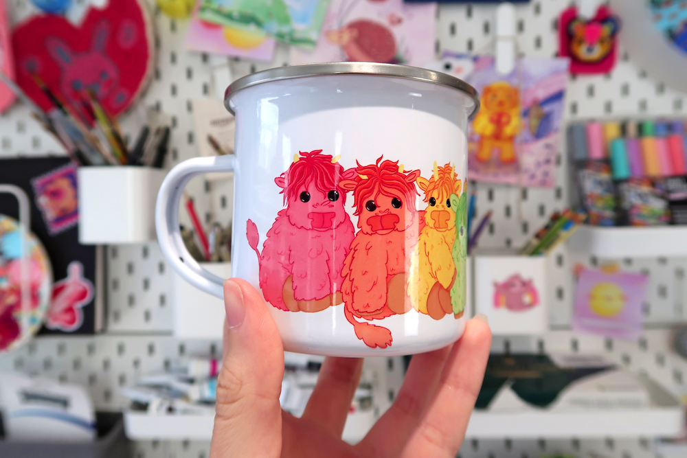 Rainbow Highland Cow Unbreakable Enamel Mug