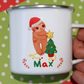 Sloth Personalised Name Christmas Tree Unbreakable Enamel Mug