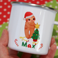 Sloth Personalised Name Christmas Tree Unbreakable Enamel Mug