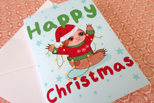 Sloth Happy Christmas Greeting Card/s