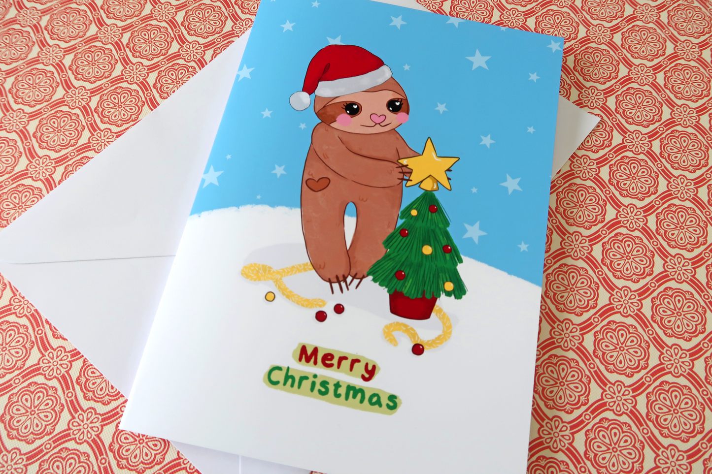 Sloth X-Mas Tree Happy Christmas Greeting Card/s