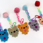 Felted Bear Keyring with Chain & Pom Pom