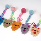 Felted Bear Keyring with Chain & Pom Pom