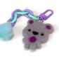 Felted Bear Keyring with Chain & Pom Pom