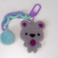 Felted Bear Keyring with Chain & Pom Pom