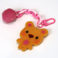 Felted Bear Keyring with Chain & Pom Pom