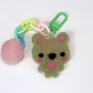 Felted Bear Keyring with Chain & Pom Pom
