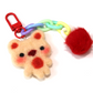 Felted Bear Keyring with Chain & Pom Pom