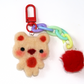 Felted Bear Keyring with Chain & Pom Pom