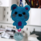 Felted Bear Keyring with Chain & Pom Pom