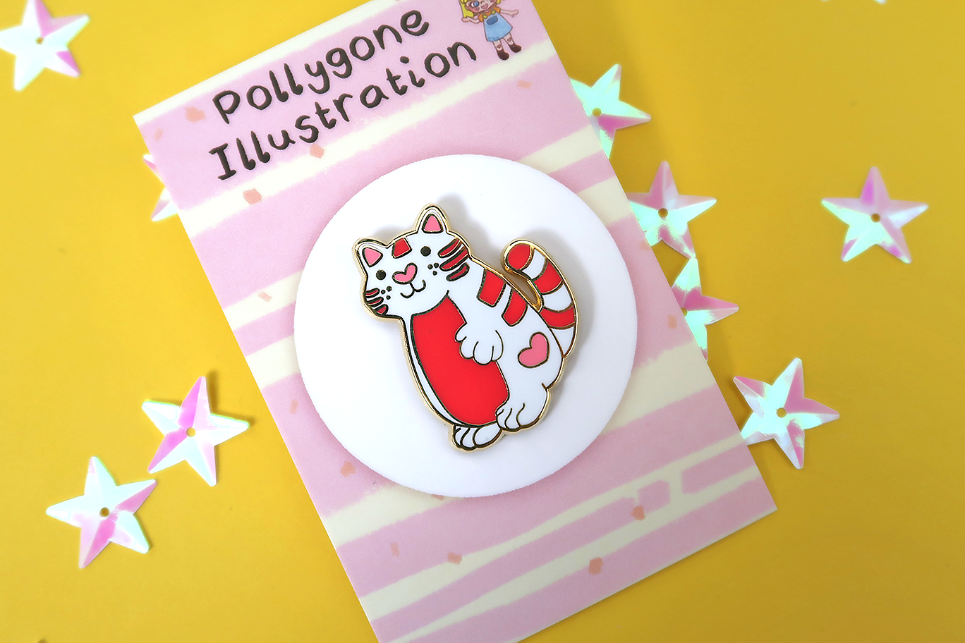 Standing Enamel Love Heart Cat Pin